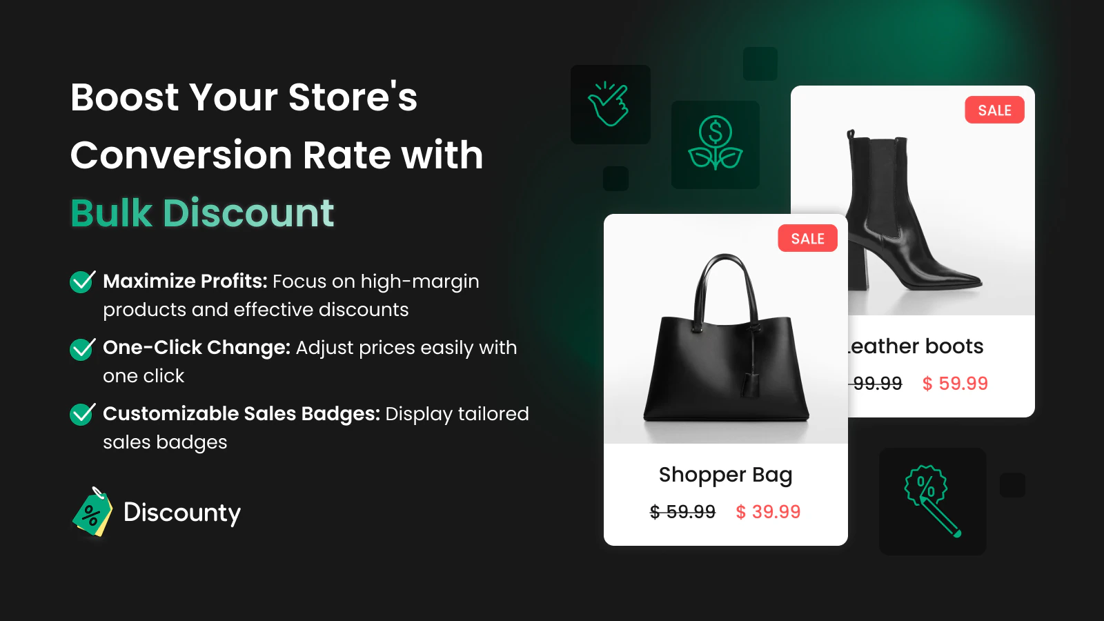 Discounty helps merchants increase their revenue on Shopify by offering bulk discount