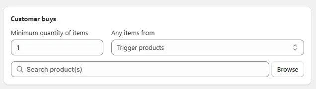 set the purchase criteria in customer buys section