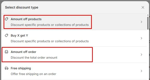 Select your preferred discount type