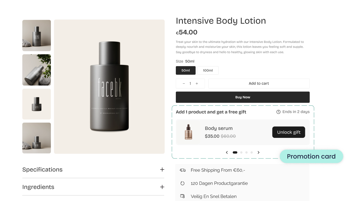 Beauty product pop-up offer